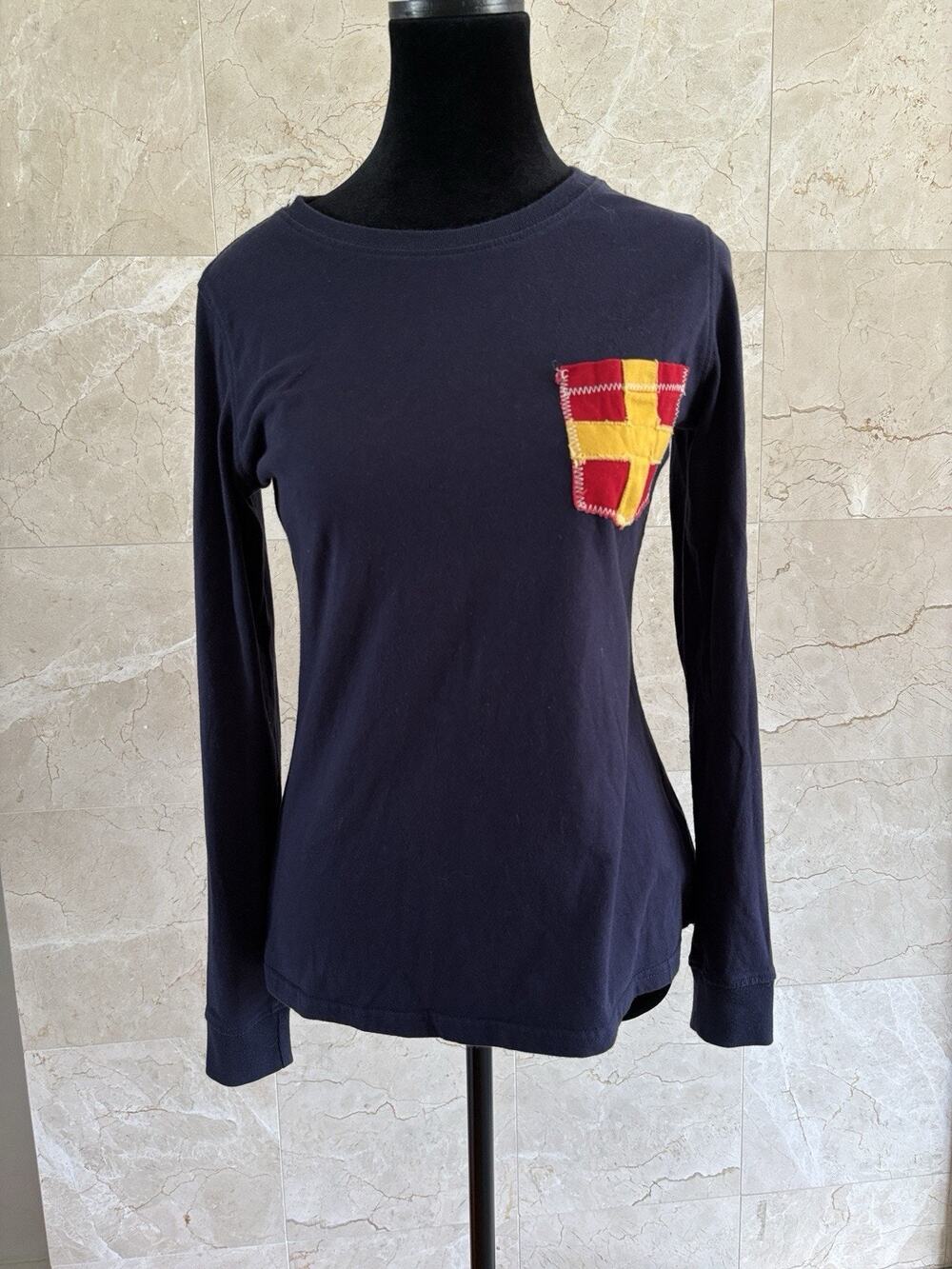 Kiel James Patrick Women’s Sailing Long Sleeve Tee Shirt - XS Navy Flag Newport